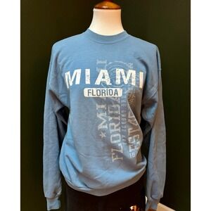 Miami Florida Hanes ComfortBlend Blue Graphic Crew Neck Women's M